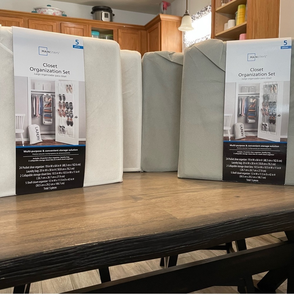 𝅺MAINSTAYS 5 piece closet organizer set (Purchase will include ONE set only)